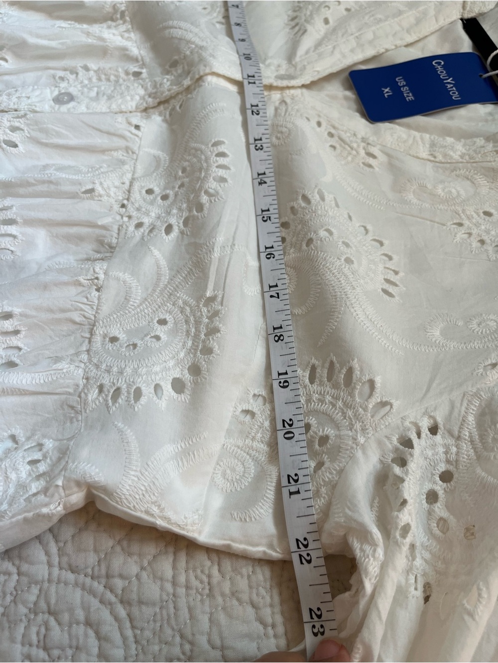 Amazon Boutique White Cotton Embroidered Boho Maxi Dress XL fits like Large - Picture 5 of 10
